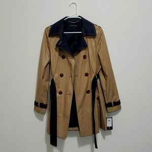 Black rivet extra large trench coat